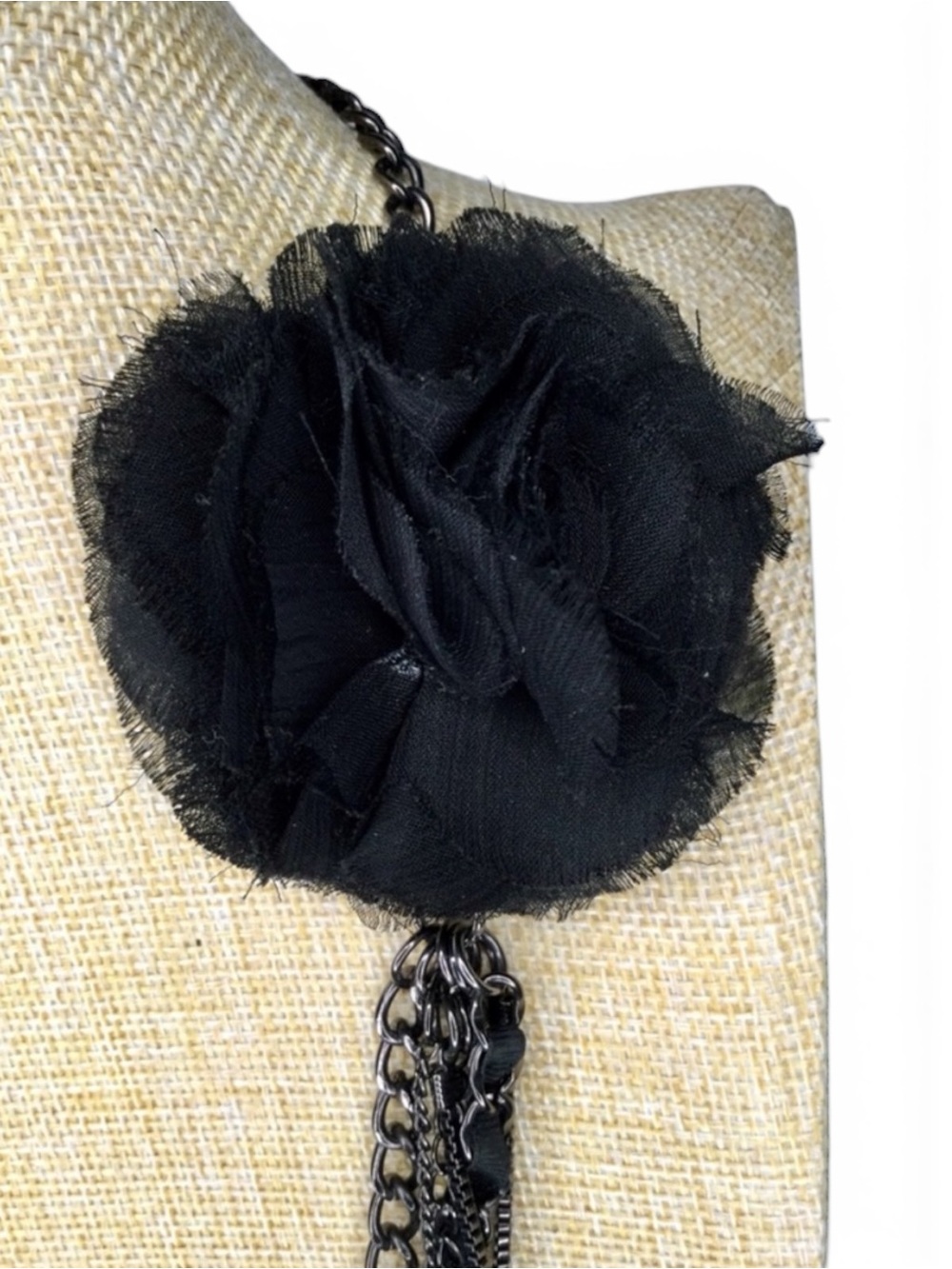 Vtg Y2K Gothic Romantic Black Multi‑Chain Necklace & Coordinating Earrings Set - Picture 7 of 12